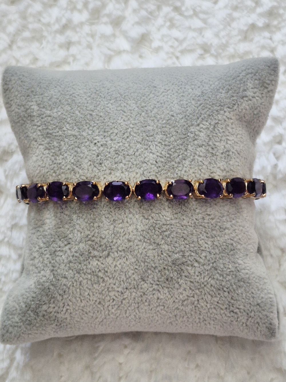 18k Gold Over Sterling Silver African Amethyst Gemstone Bracelet